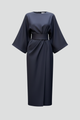 Rumer | Women's Midi Dress with Wide Sleeves and Belted Waist