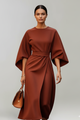 Rumer | Women's Midi Dress with Wide Sleeves and Belted Waist