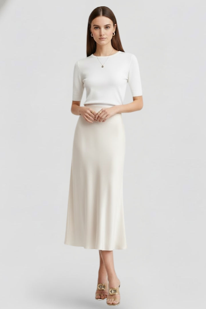 Godiva | Women's Midi Skirt with High Waist and Draped Cut