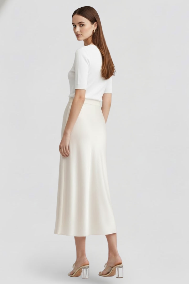 Godiva | Women's Midi Skirt with High Waist and Draped Cut