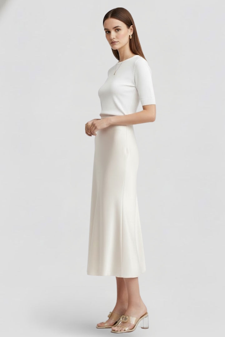 Godiva | Women's Midi Skirt with High Waist and Draped Cut