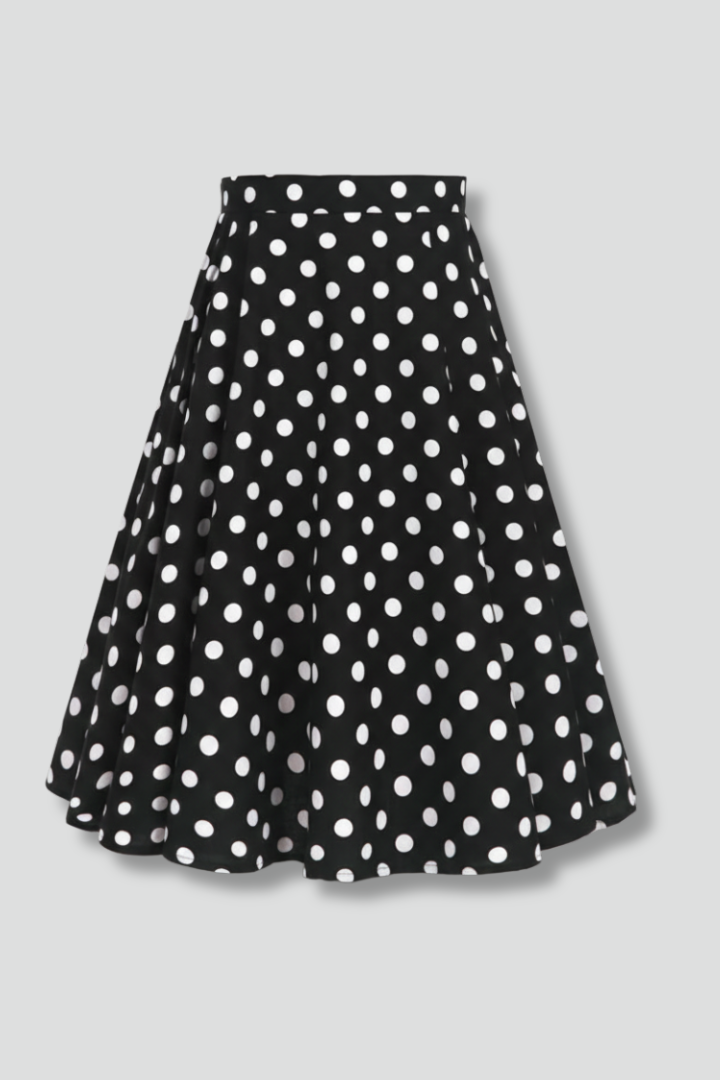 Gabriela | Women's Midi Skirt with High Waist and Polka Dot Print