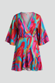 Rochelle | Women's Mini Dress with Batwing Sleeves and Waist Tie