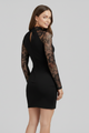 Moira | Women's Mini Dress with High Neck and Lace Sleeves