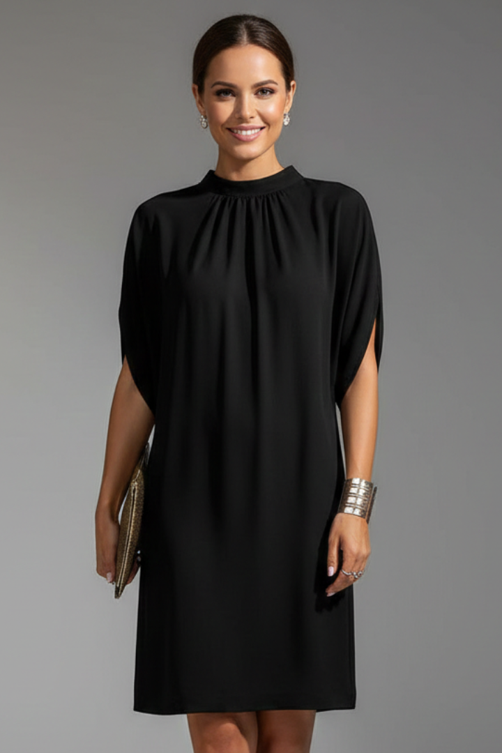 Sadie | Women's Mini Dress with Mock Neck and Slit Sleeves