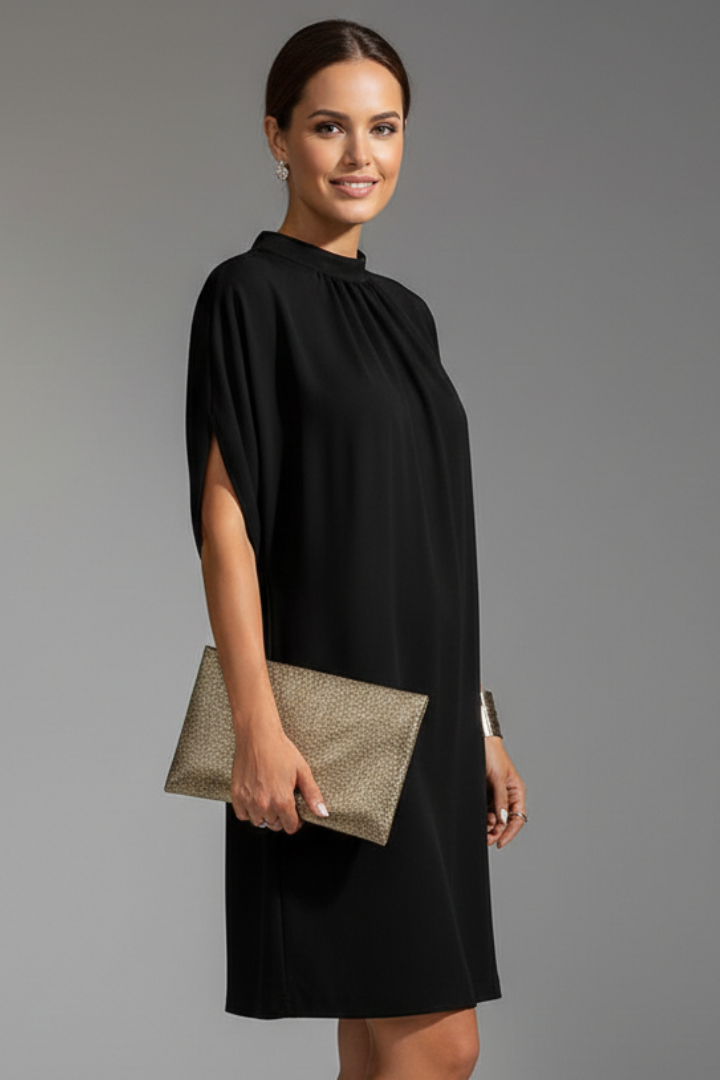 Sadie | Women's Mini Dress with Mock Neck and Slit Sleeves