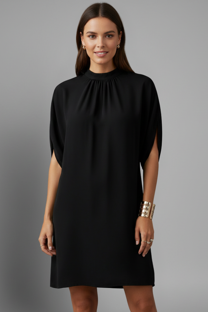 Ninon | Women's Mini Dress with Mock Neck and Split Sleeves
