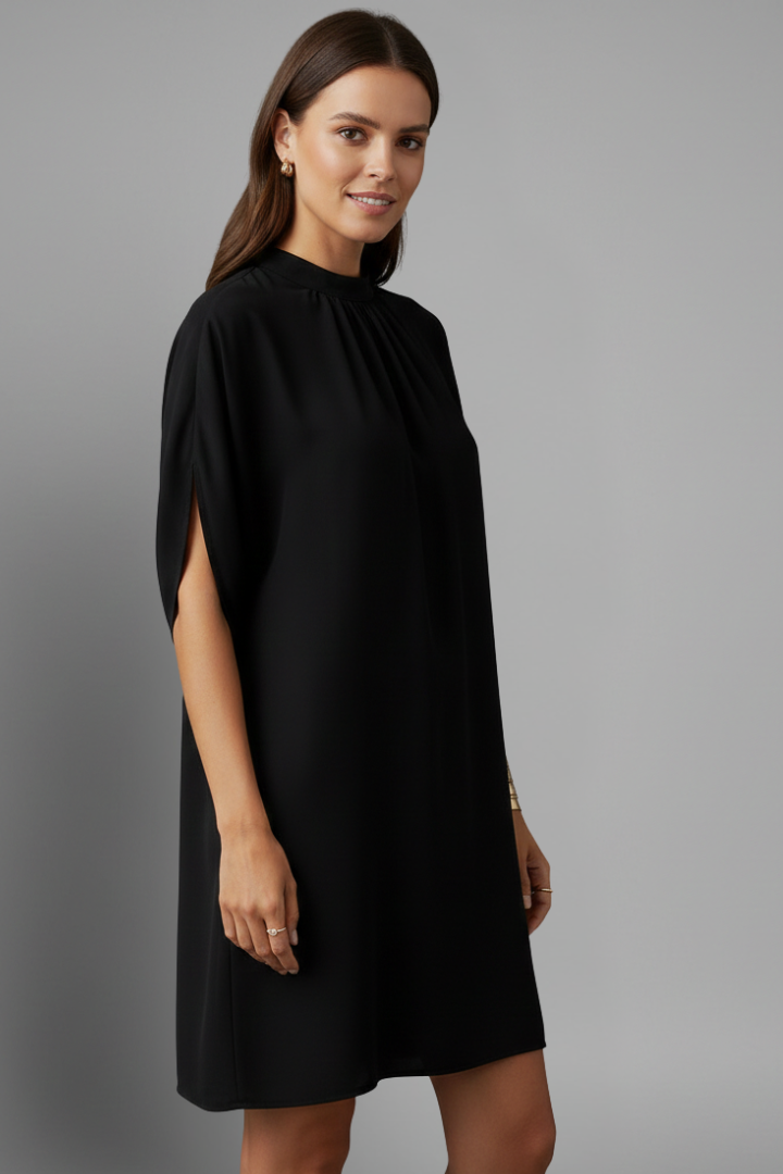 Ninon | Women's Mini Dress with Mock Neck and Split Sleeves