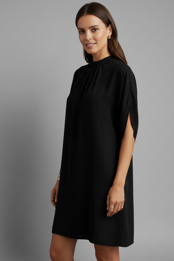 Ninon | Women's Mini Dress with Mock Neck and Split Sleeves