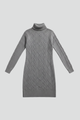 Marigold | Women's Mini Dress with Roll Neck and Cable Pattern