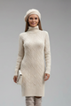 Marigold | Women's Mini Dress with Roll Neck and Cable Pattern