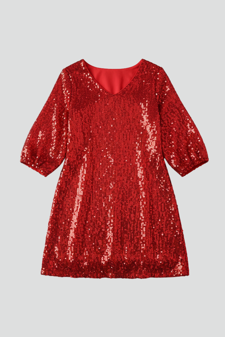 Lilac | Women's Mini Dress with Round Neck and Long Sleeves