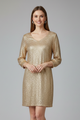 Lilac | Women's Mini Dress with Round Neck and Long Sleeves