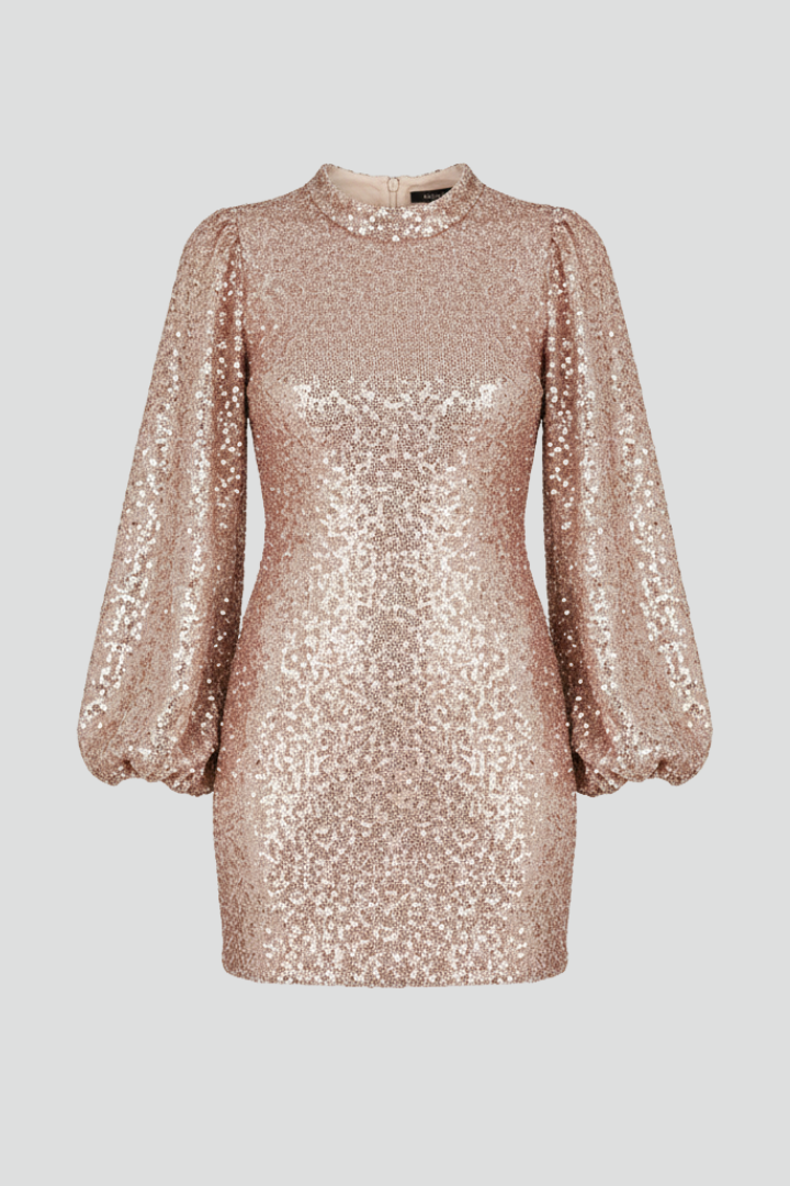 Letitia | Women's Mini Dress with Round Neckline and Long Sleeves
