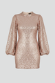 Letitia | Women's Mini Dress with Round Neckline and Long Sleeves