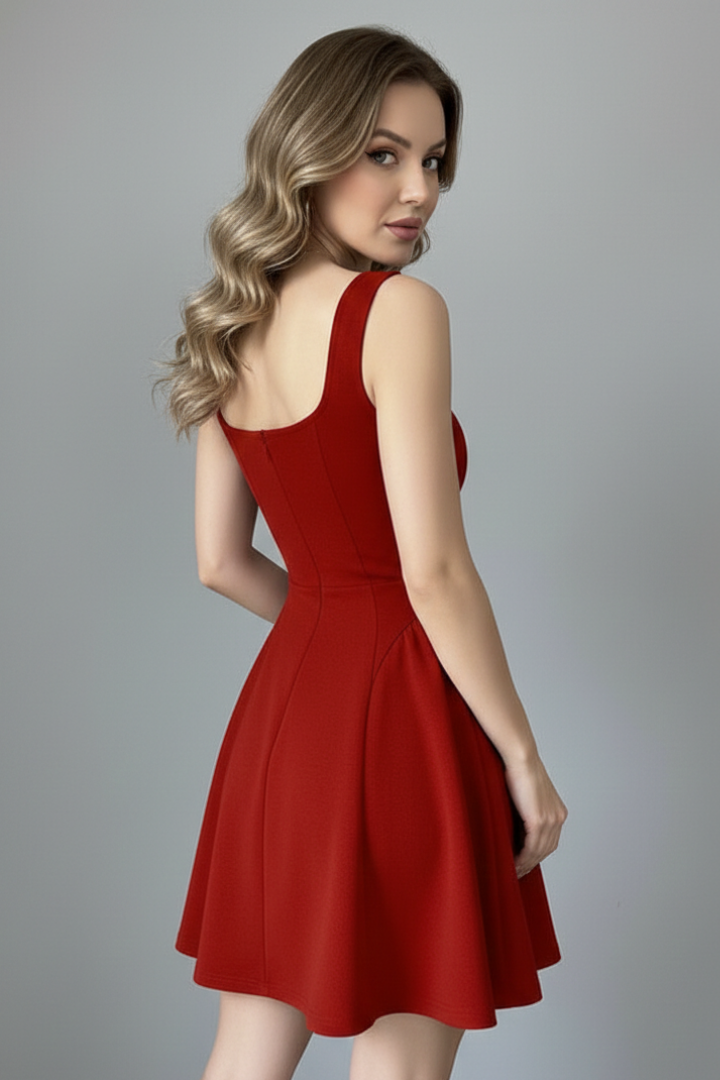 Noelle | Women's Mini Dress with Square Neck and Sleeveless Design