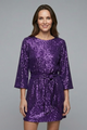 Nella | Women's Mini Dress with Tie Waist and Long Sleeves