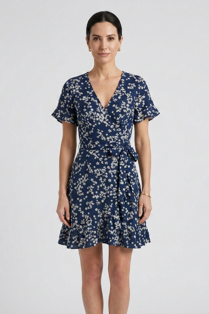 Morgana | Women's Mini Dress with V-Neck and Ruffle Hem