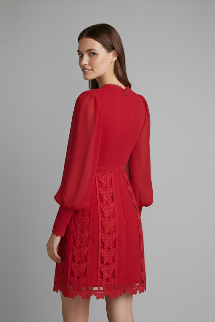 Netta | Women's Mini Dress with V Neckline and Long Sleeves