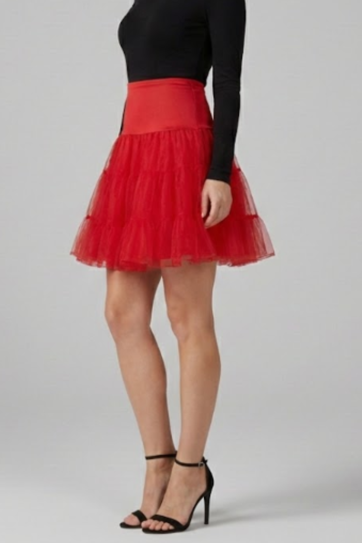 Eugenia | Women's Mini Skirt with Elastic Waist and Tiered Mesh