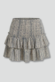 Gay | Women's Mini Skirt with Shirred Waist and Ruffle Layers