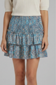 Gay | Women's Mini Skirt with Shirred Waist and Ruffle Layers