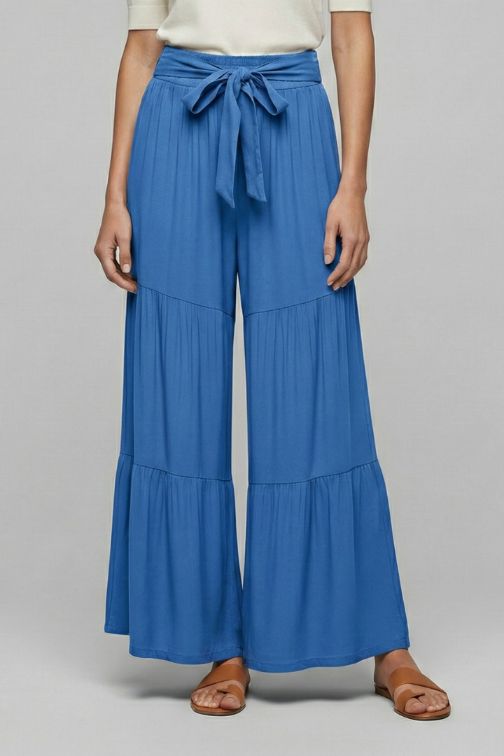 Eira | Women's Palazzo Trousers with Drawstring Waist and Tiered Legs