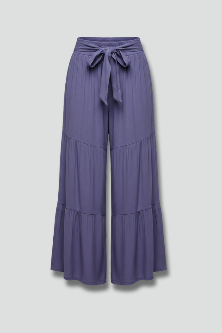 Eira | Women's Palazzo Trousers with Drawstring Waist and Tiered Legs