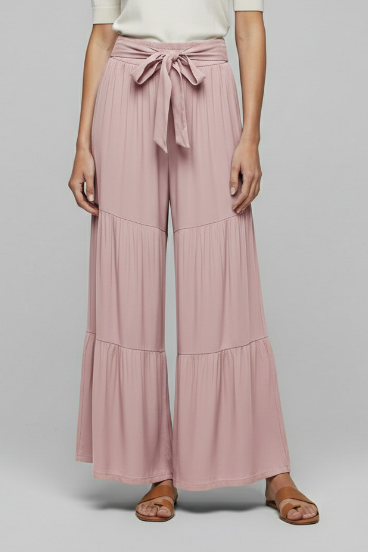 Eira | Women's Palazzo Trousers with Drawstring Waist and Tiered Legs