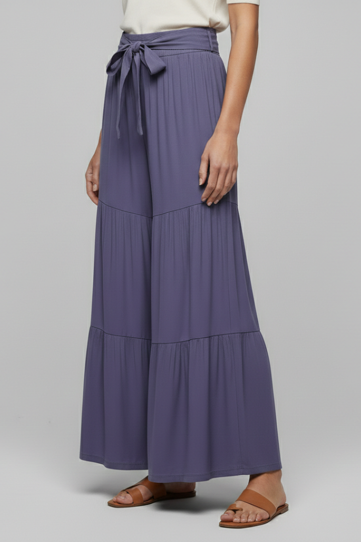 Eira | Women's Palazzo Trousers with Drawstring Waist and Tiered Legs