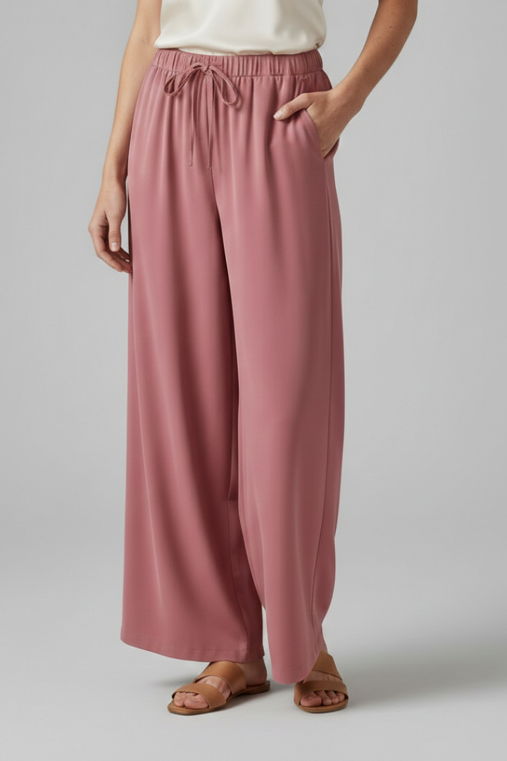 Effie | Women's Palazzo Trousers with Elastic Waist and Side Pockets