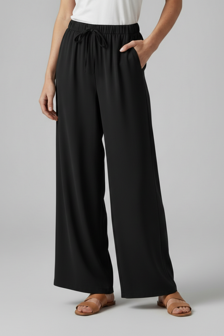 Effie | Women's Palazzo Trousers with Elastic Waist and Side Pockets