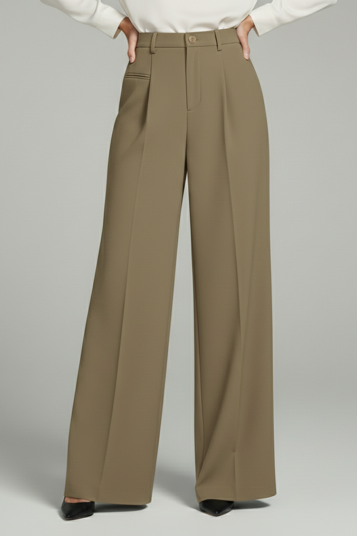 Asta | Women's Palazzo Trousers with Front Pleats and Back Pockets