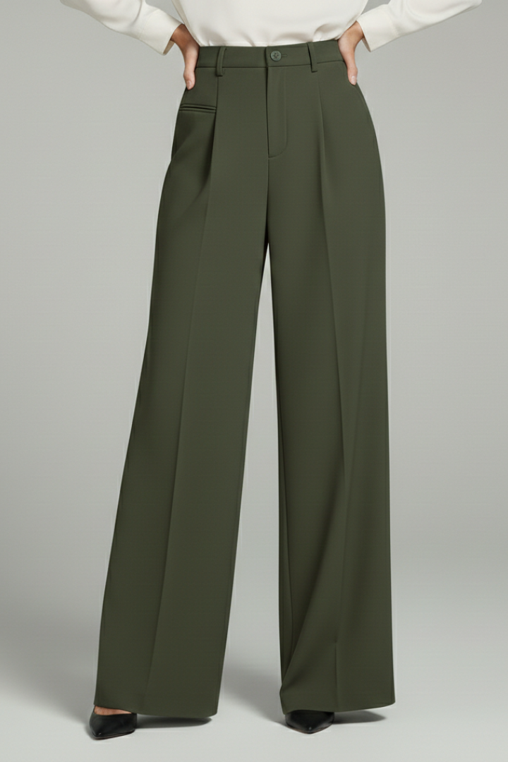 Asta | Women's Palazzo Trousers with Front Pleats and Back Pockets