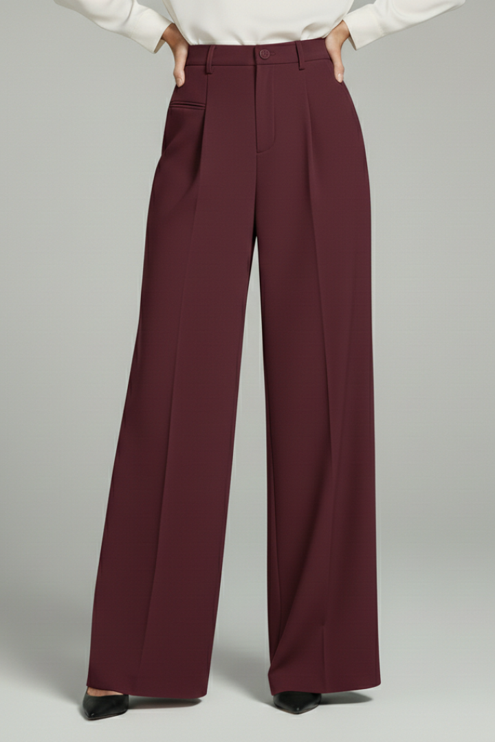 Asta | Women's Palazzo Trousers with Front Pleats and Back Pockets