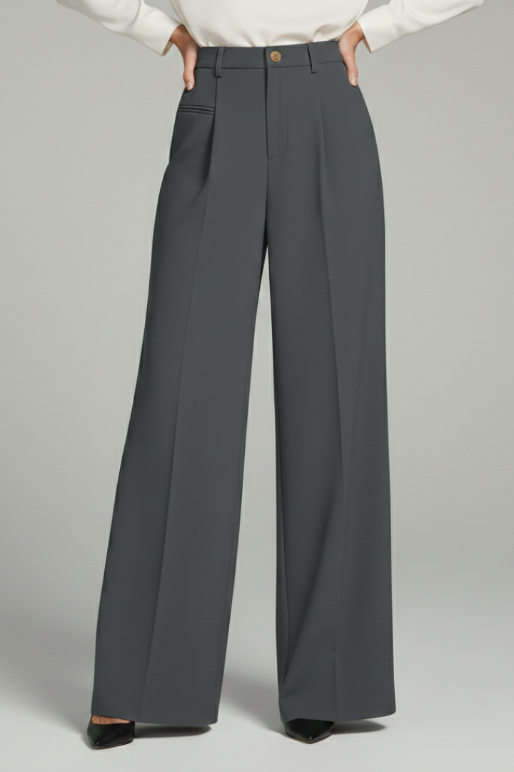 Asta | Women's Palazzo Trousers with Front Pleats and Back Pockets