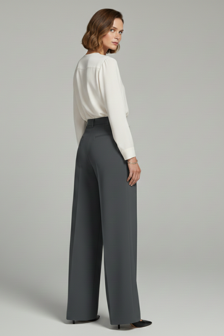 Asta | Women's Palazzo Trousers with Front Pleats and Back Pockets