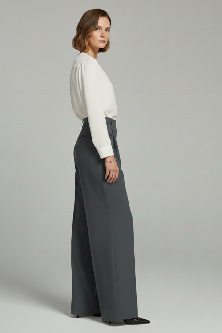 Asta | Women's Palazzo Trousers with Front Pleats and Back Pockets