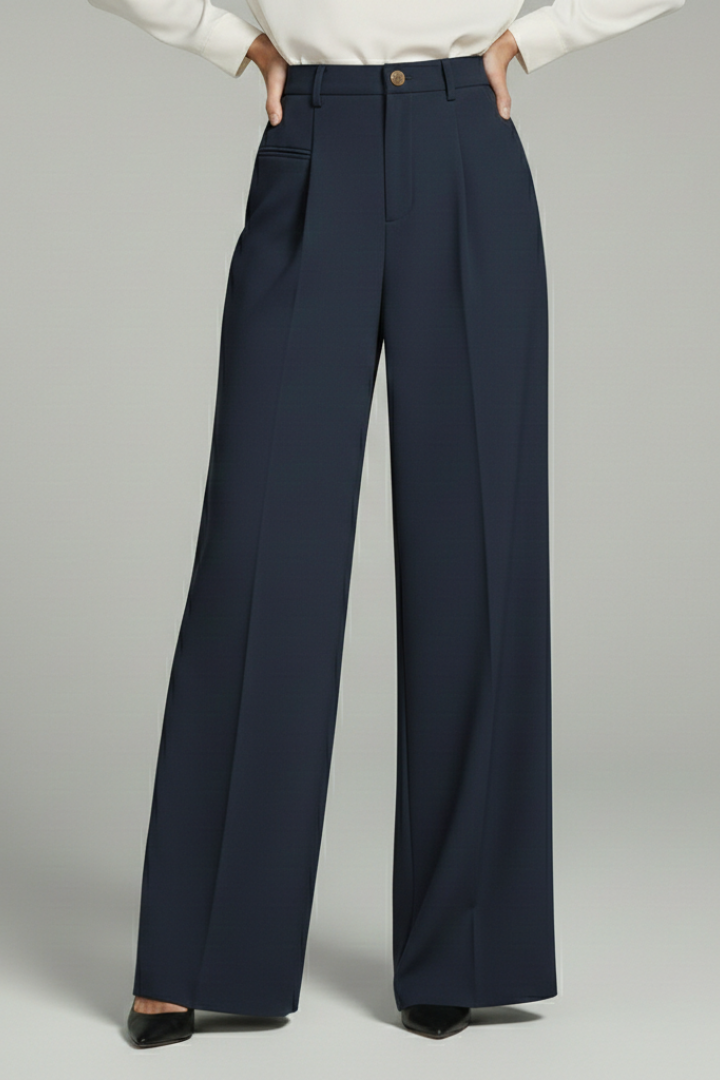 Asta | Women's Palazzo Trousers with Front Pleats and Back Pockets