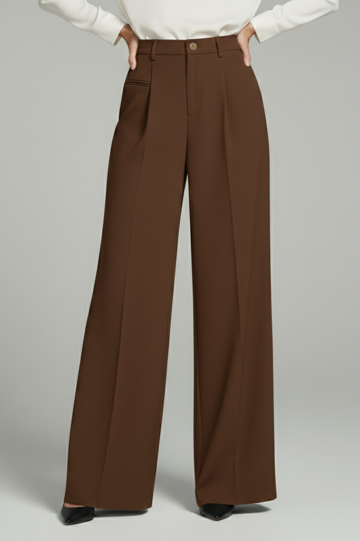 Asta | Women's Palazzo Trousers with Front Pleats and Back Pockets