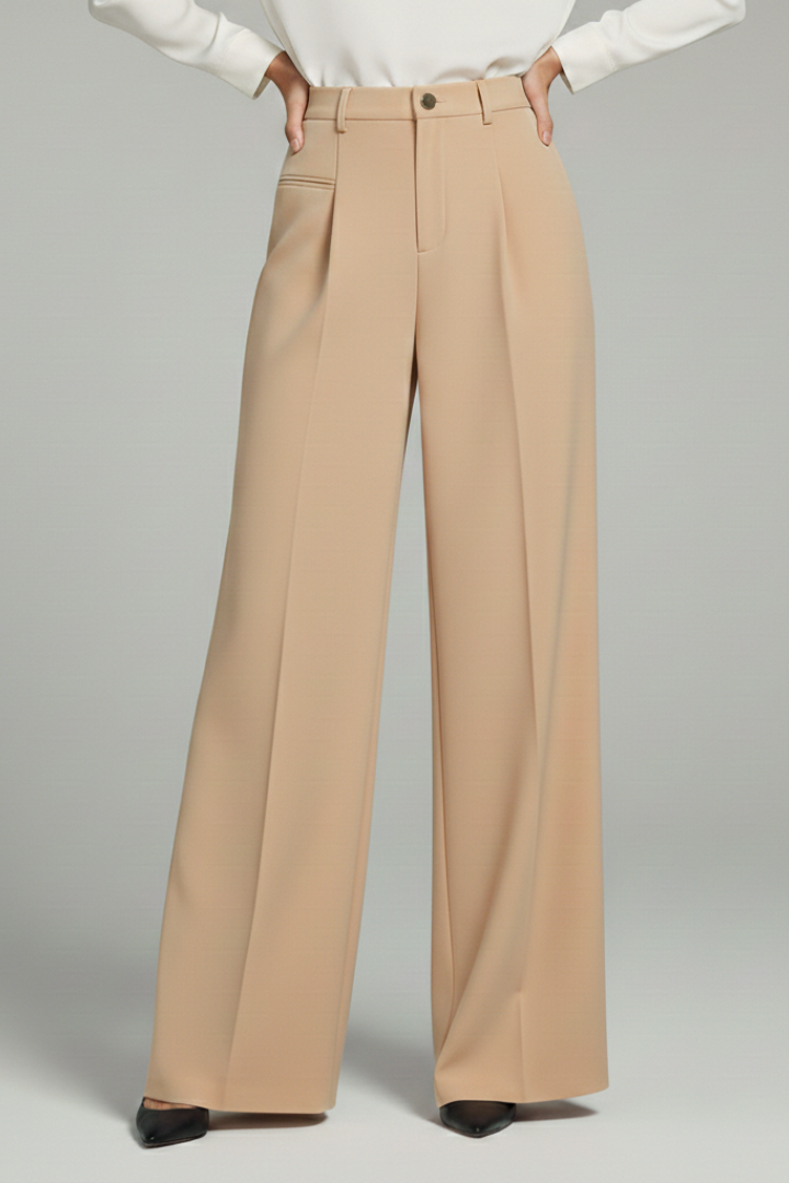 Asta | Women's Palazzo Trousers with Front Pleats and Back Pockets