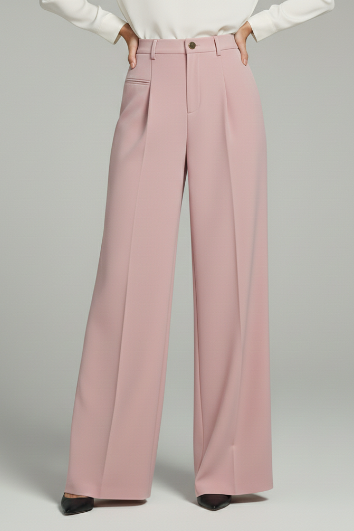 Asta | Women's Palazzo Trousers with Front Pleats and Back Pockets