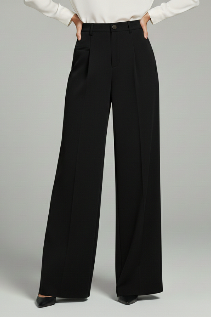 Asta | Women's Palazzo Trousers with Front Pleats and Back Pockets
