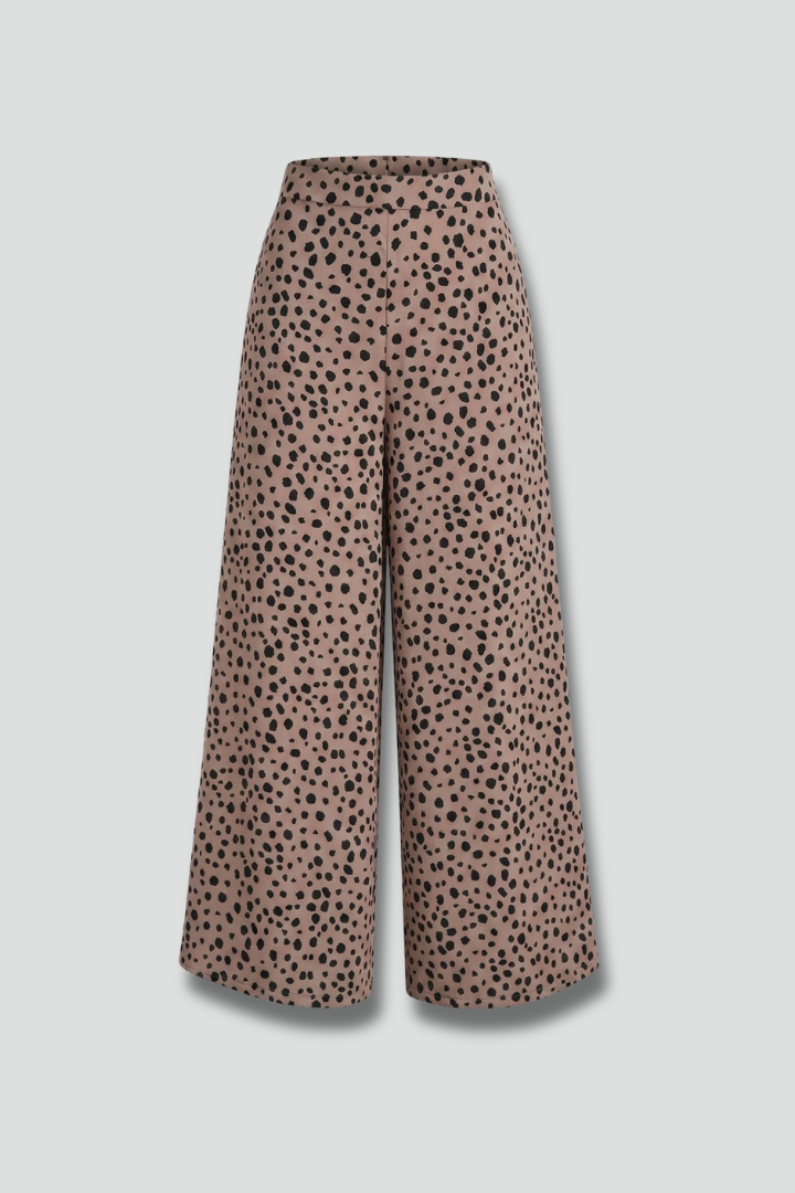 Cilla | Women's Palazzo Trousers with High Waist and Polka Dot Pattern