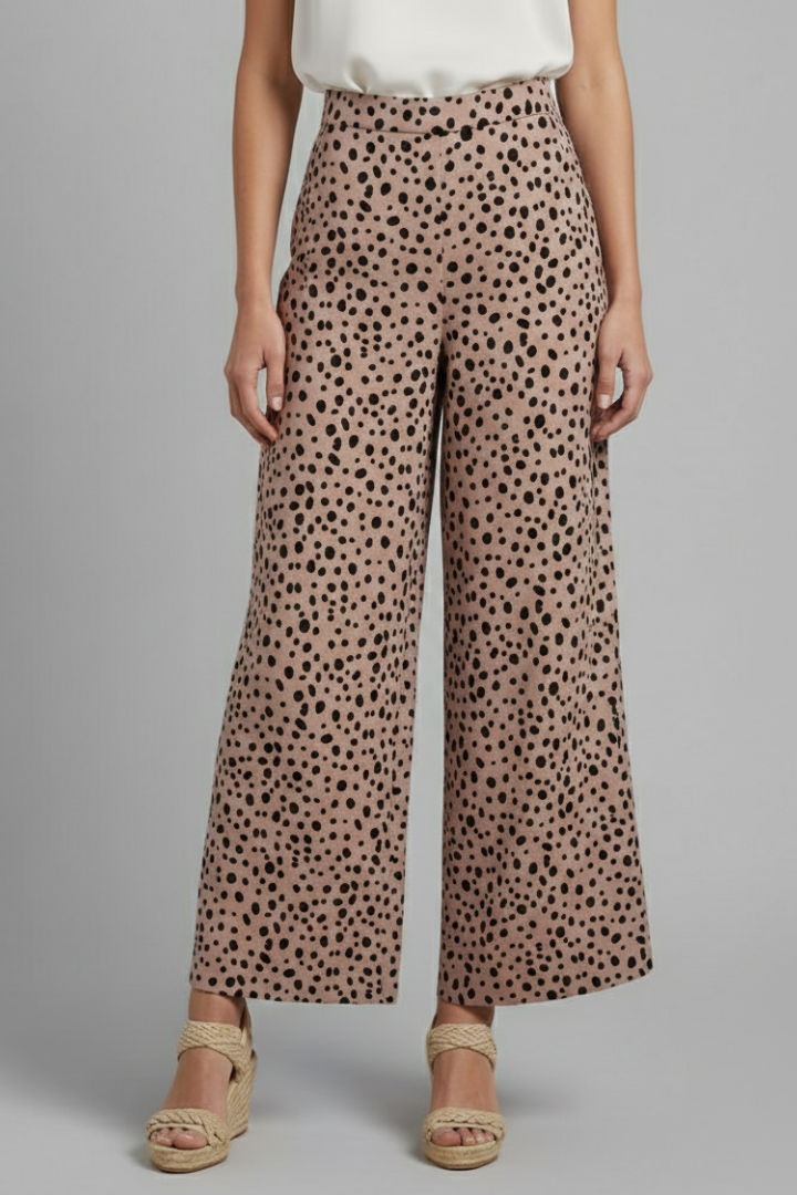 Cilla | Women's Palazzo Trousers with High Waist and Polka Dot Pattern