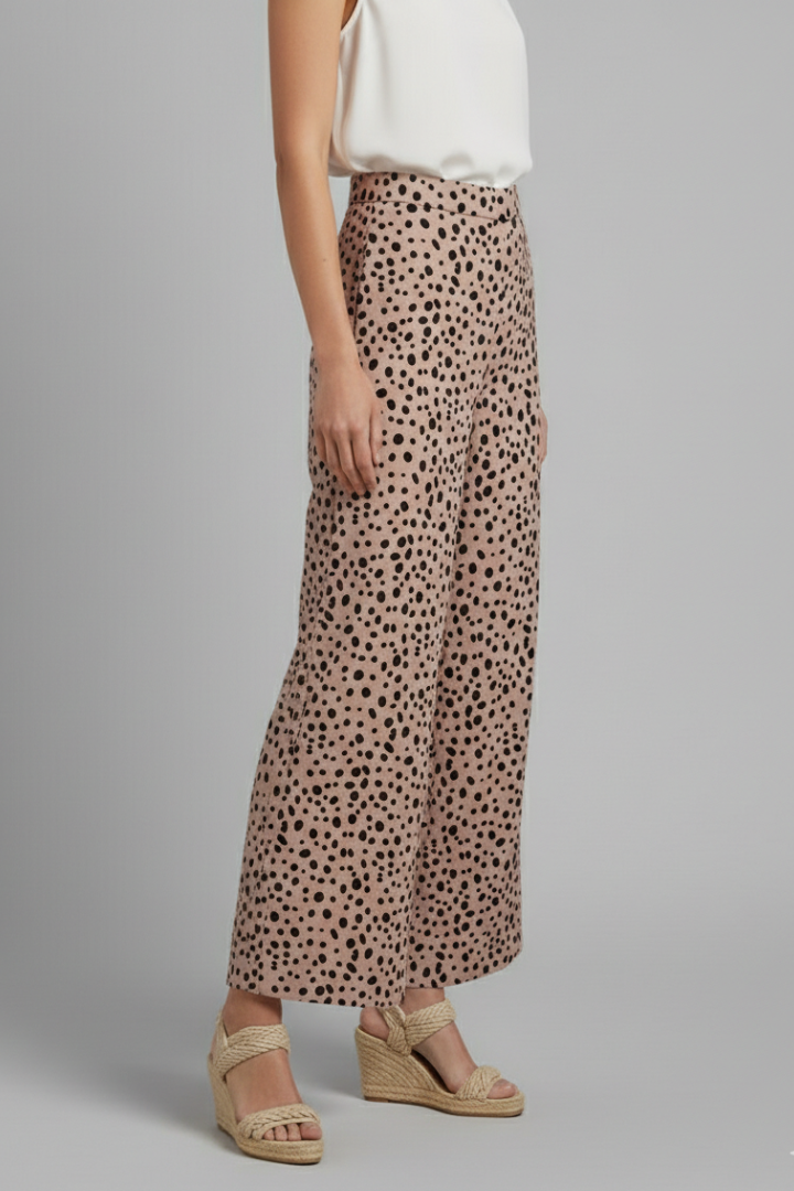 Cilla | Women's Palazzo Trousers with High Waist and Polka Dot Pattern