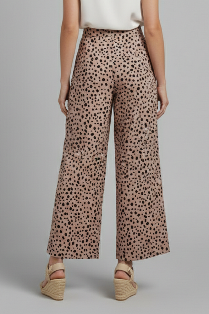 Cilla | Women's Palazzo Trousers with High Waist and Polka Dot Pattern