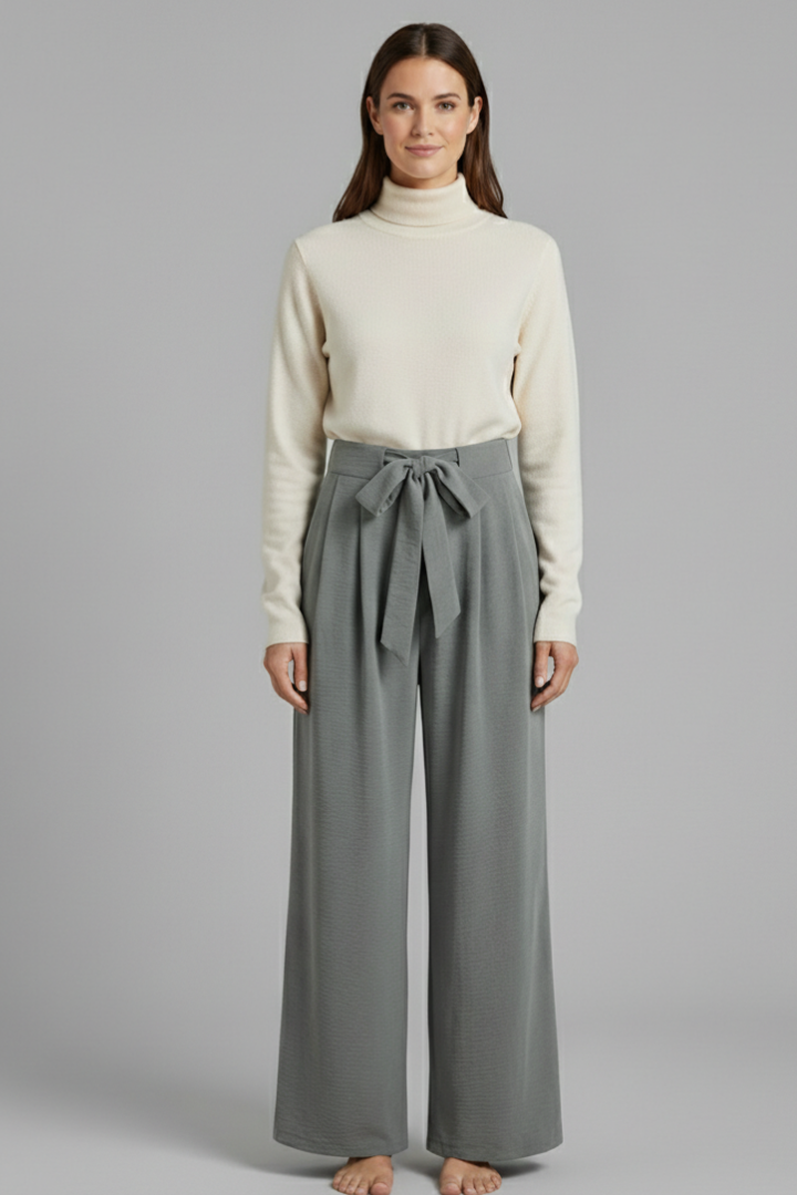 Clarabelle | Women's Palazzo Trousers with Tie Waist and