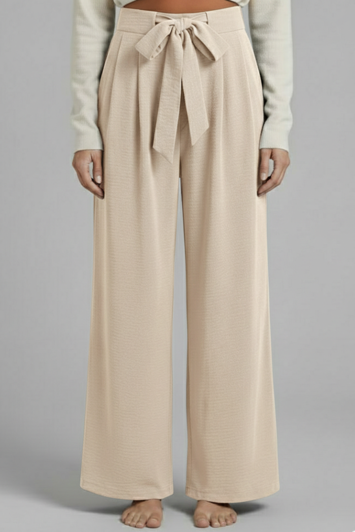 Clarabelle | Women's Palazzo Trousers with Tie Waist and