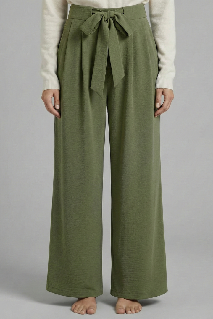 Clarabelle | Women's Palazzo Trousers with Tie Waist and